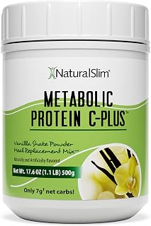 NaturalSlim Metabolic Protein C-Plus, Vanilla, 1.1 lb | Whey Protein Powder and Shake, Vitamin C, L-Glutamine and Digestive Enzymes, Support Metabolism, Energy and Gut Health