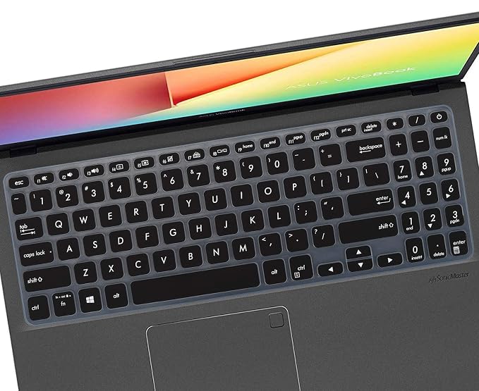 Saco Keyboard Protector Silicone Skin Cover for 2019 Asus Vivobook 15 X512FA-EJ547T Laptop (Not fit for 2022 2021 Models) - Black