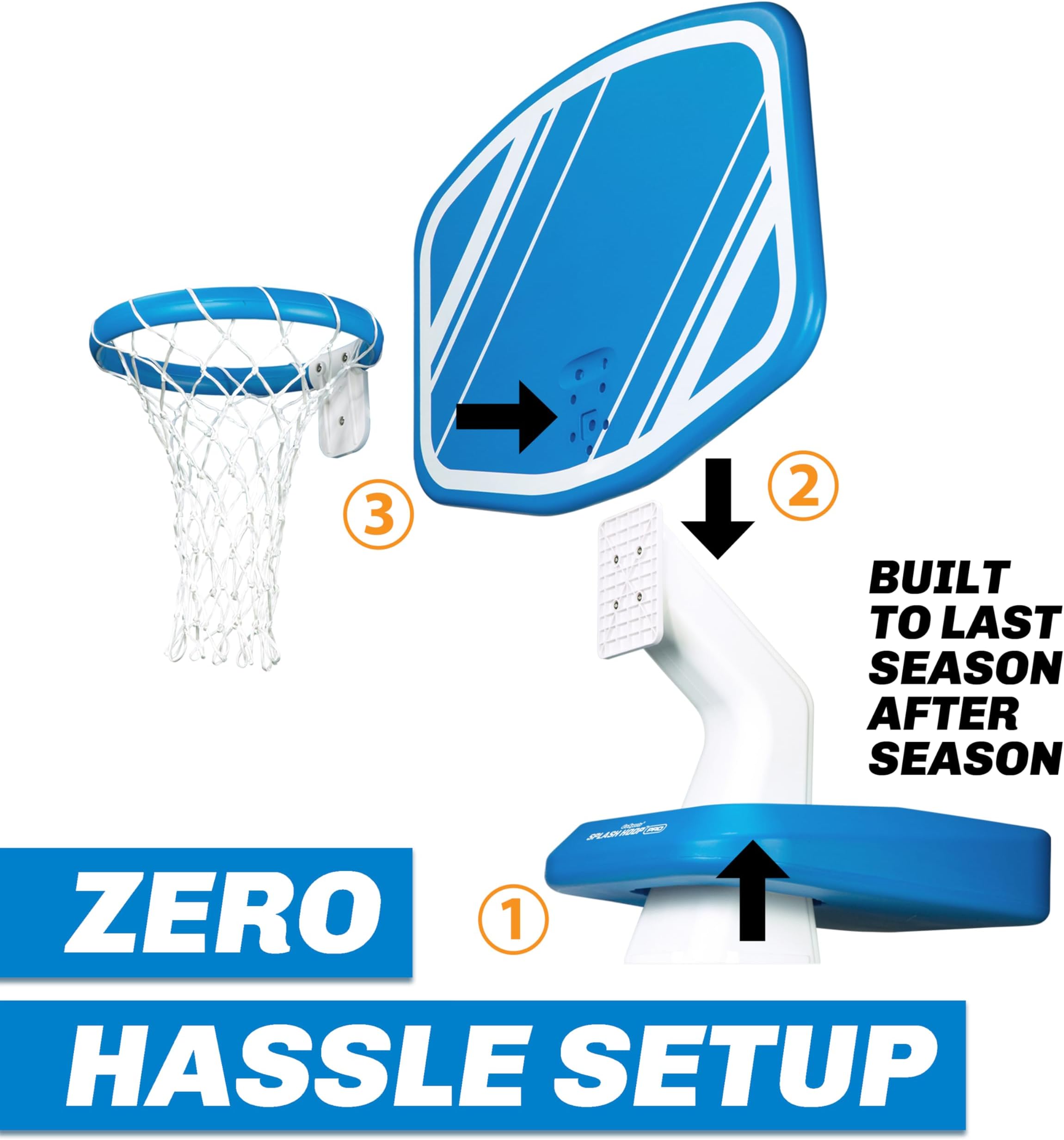 GoSports Splash Hoop Pro Swimming Pool Basketball Game Poolside Water Basketball Hoop with 2 Balls and Pump