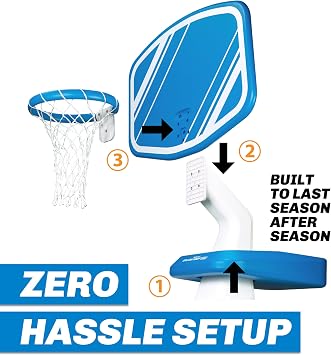 GoSports Splash Hoop PRO Pool Basketball Game Modern Poolside Basketball Hoop with Backboard, Ball & Pump Swimming Pool Basketball Hoop for Inground & Above Ground Pools