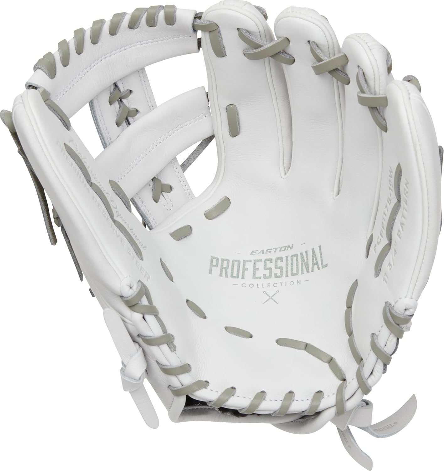 Easton | PROFESSIONAL COLLECTION Fastpitch Softball Glove | Right Hand Throw | 11.75" - Laced Single Post Web | White/Grey
