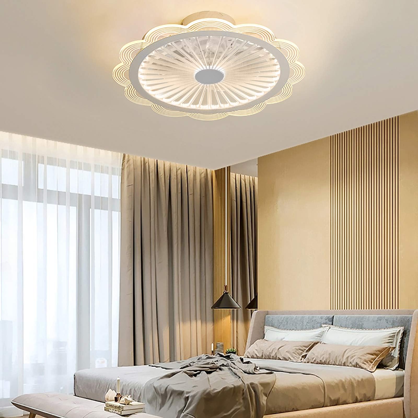 Plafoniera Con Ventilatore A Scomparsa Dopa – LED 60W, 3 Pale Retrattili, Telecomando, 6 Velocità, Silenziosa Per Camera E Soggiorno