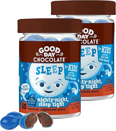 Good Day Chocolate Melatonina para niños 2 unidades  Chocolate sin OMG de comercio justo con manzanilla y melatonina de 1 mg  Melatonina para niños