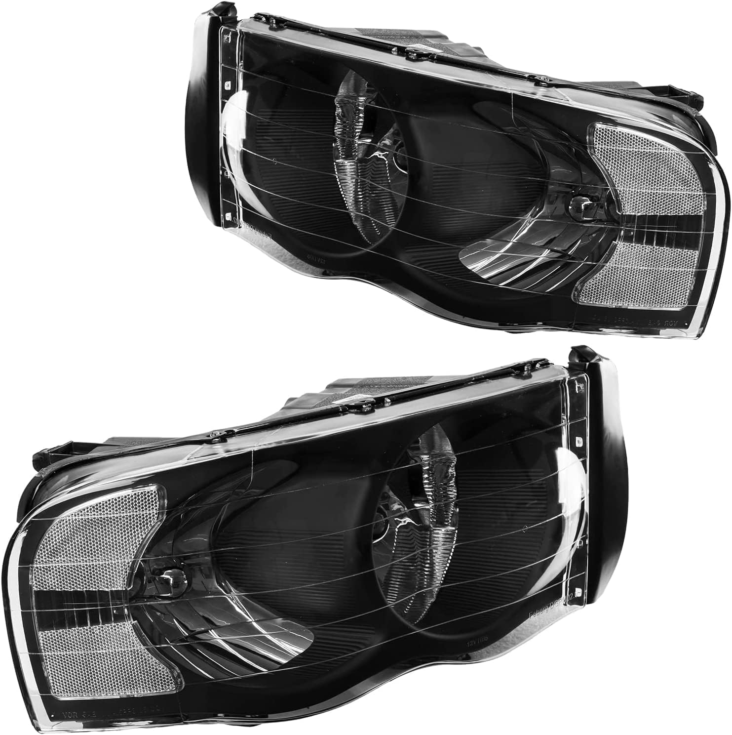 KAX Headlight Assembly Replacement Halogen Headlamp kit Fits R-a-m 1500 Truck 2002-2005/2500 Truck 2003-2005/3500 Truck 2003-2005 Black Housing Clear Lens Clear Reflctor Driver and Passenger Side