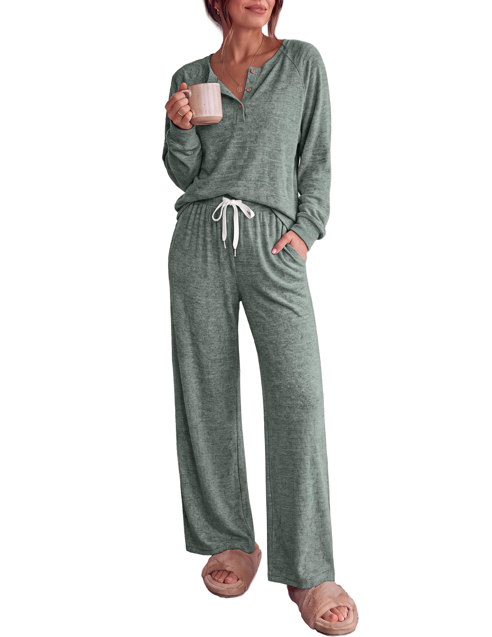 Lounge Sets for Women Soft 2 Piece Pajama Sets Long Sleeve Fall Outfits
