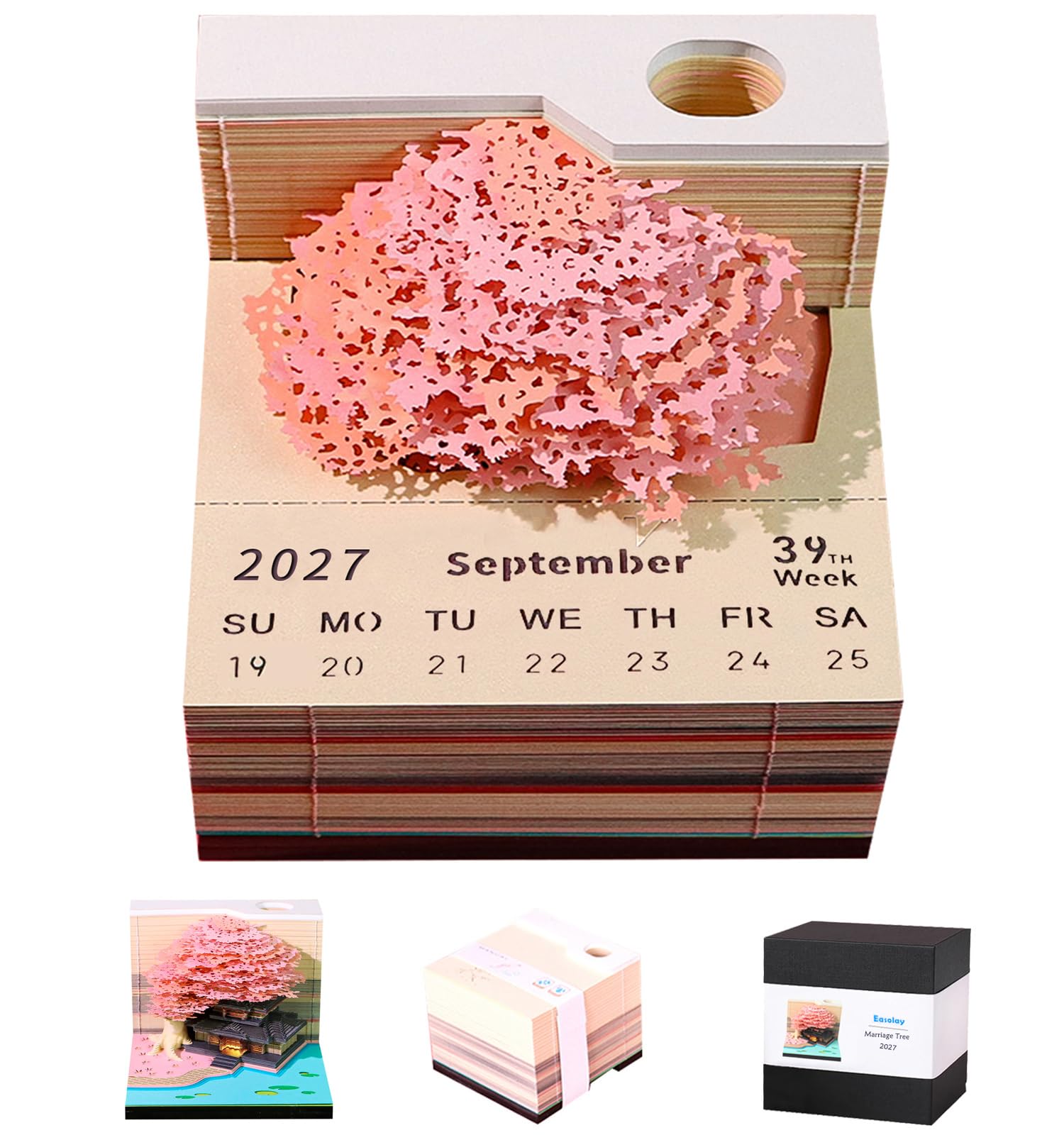 Time Piece Calendar, 3D Calendar 2025 Desk Calendar with Lights, Marriage Tree Weekly Calendar 3D Memo Pad Tear Away Calendar,3D Art Pad Calendar-image-31
