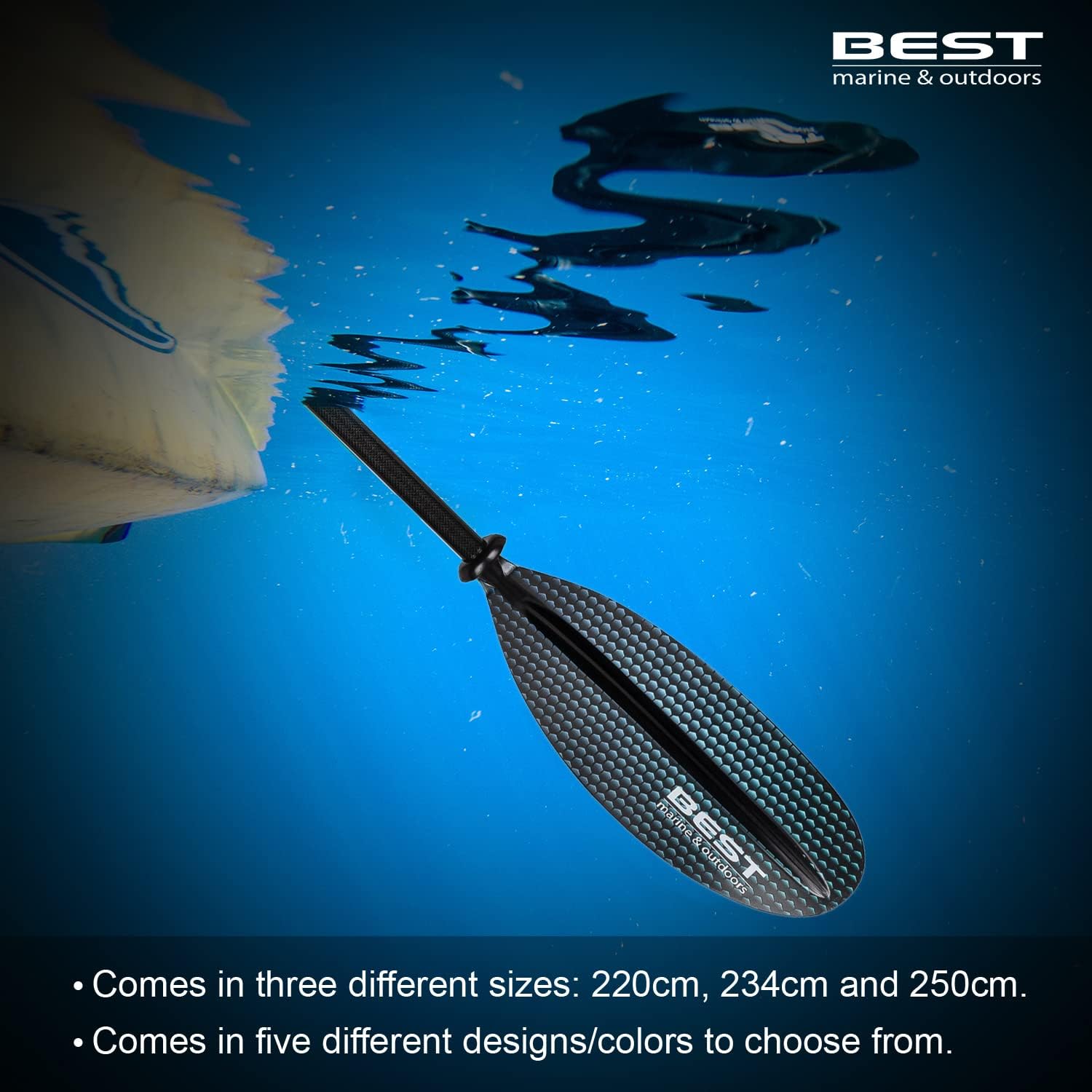 Best Marine Kayak Paddle & Leash 220cm, 234cm, 250cm - Separating Lightweight Floating Paddles - Carbon Fiber Shaft & Fiberglass Reinforced Polypropylene Blades - Adjustable Oar - Kayaking Equipment : Sports & Outdoors