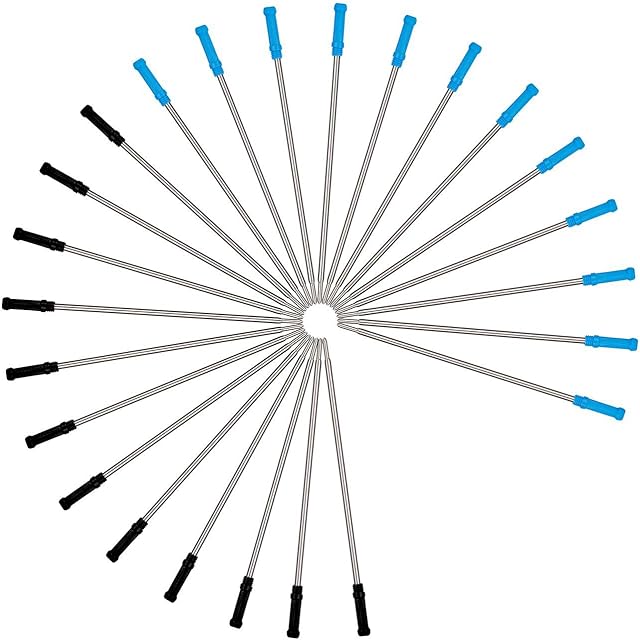 Ballpoint Pen Refills 24 Pieces Medium Point Ballpen Refill Metal Replaceable Refills for School Office (12 Pieces Black Ink, 12 Pieces Blue Ink)