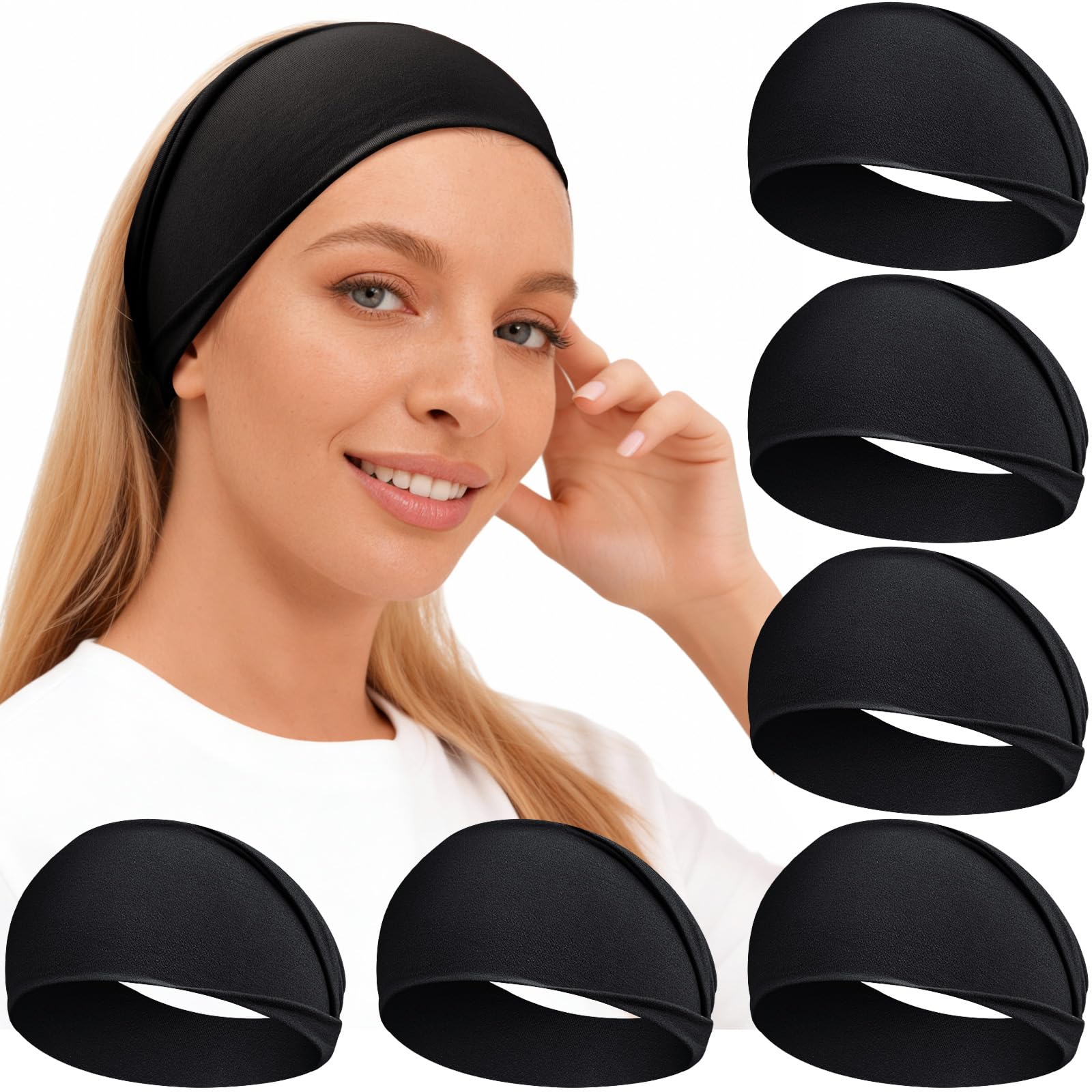 Loiluliy Workout Headbands for Women & Men, 6 Pack Non-Slip Wide Sweatbands - Thick Soft Elastic Hair Bands Accessories for Gym, Yoga, Running and Everyday Fashion-image-49