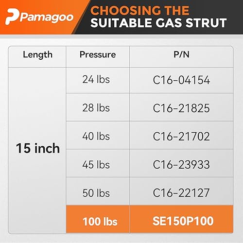 Miniatura 55 de Puntales de elevación de gas de 12 pulgadas, C16-10788, 35 libras; para cámper Leer, Snugtop, ventana trasera de cámper, tapa de caja