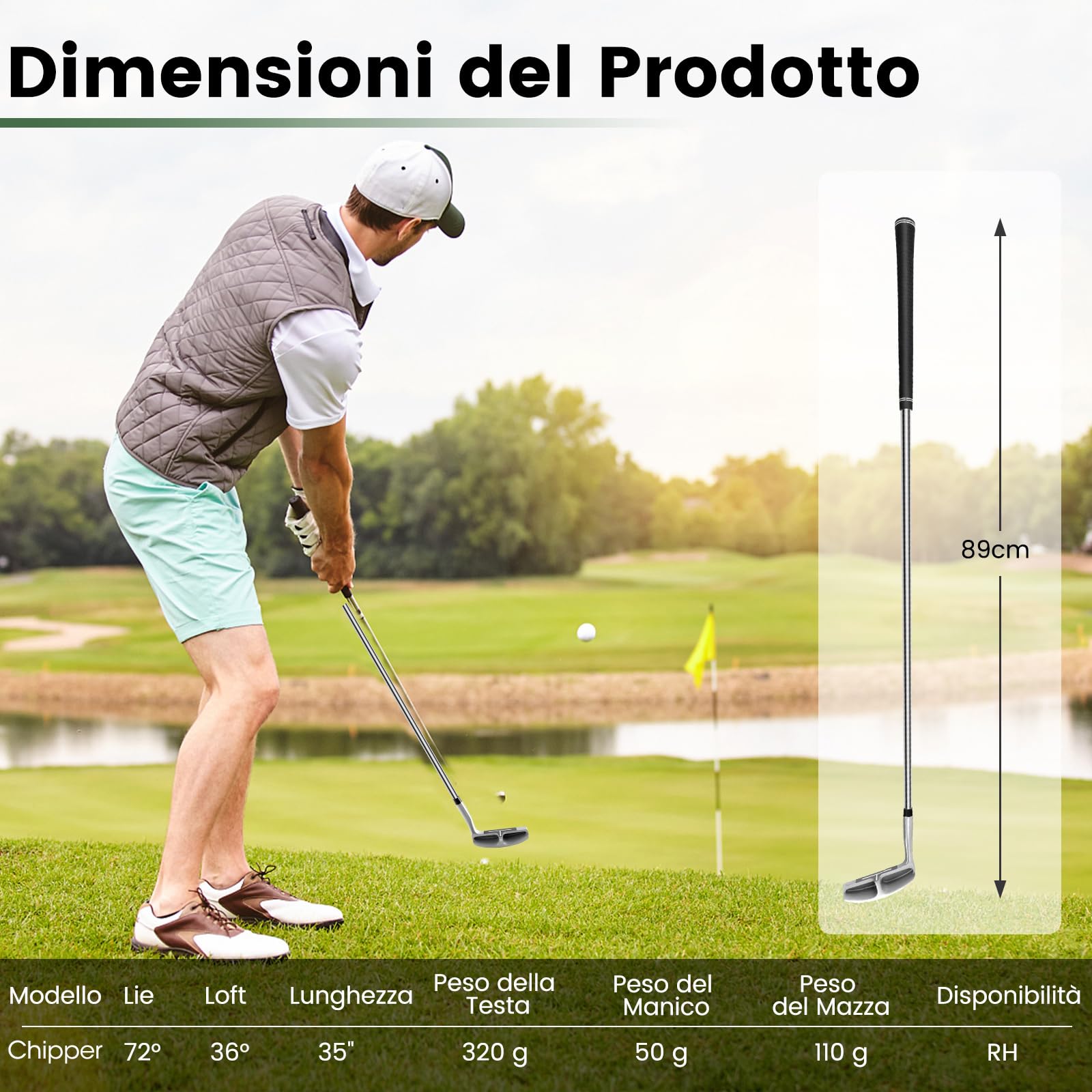 COSTWAY Chipper da Golf, Cuneo da Golf a 36 Gradi per Uomini e Donne per Ridurre il Colpo dal Gioco Corto, Destrorso