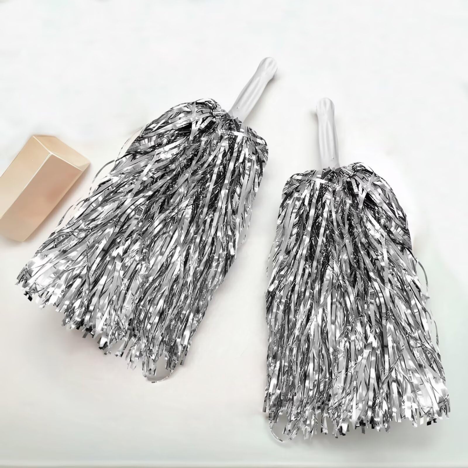 2 pompones negros de animadora de papel metálico para escuadrones deportivos, bailes, fiestas, fútbol, baloncesto, celebración de actuaciones espirituales — view 10