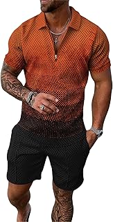 Summer men short sets outfits 2 Piece Short Sleeve Polo Shirt Shorts Set men short sets outfits Casual Sport Suit