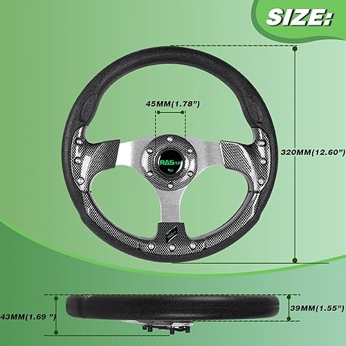 Vista 71 de RASTP Volante de carrito de golf de 12.6 pulgadas/12.598 in para Club Car DS y Club Car Precedent EZGO Yamaha Carritos de golf, rojo Estilo B- Rojo