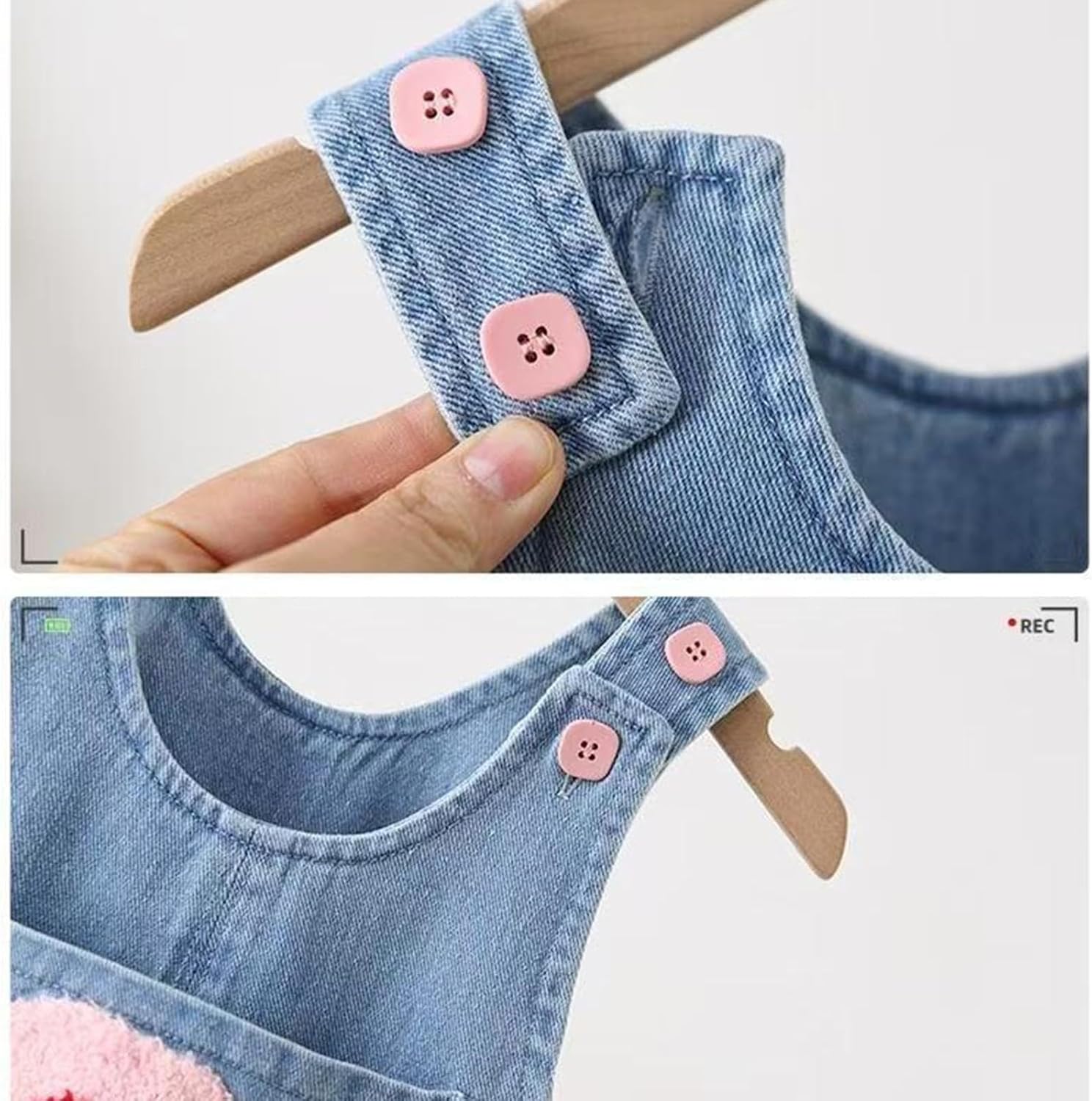 Toddler Girls Denim Overalls Cute Flower Sleeveless Baggy Jean Jumpsuit Casual Button Adjustable Romper with Front