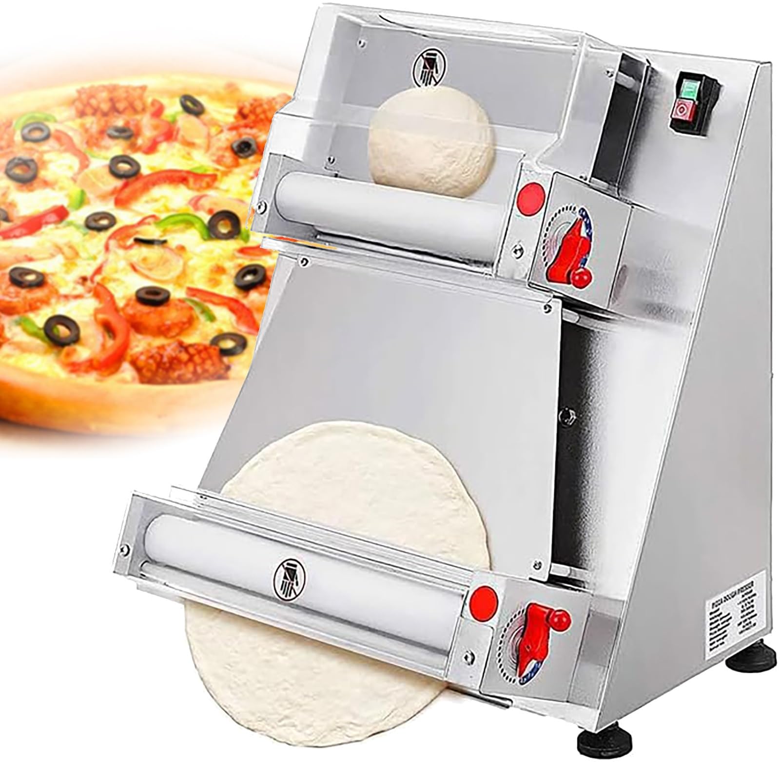 Pressa semiautomatica per Impasto per Pizza，pressa per pasta commerciale automatica da 370 W, 5s/impasto,pressa per impasti Automatica da 30/40 cm, per arrotolare pizza (Size : 40cm)