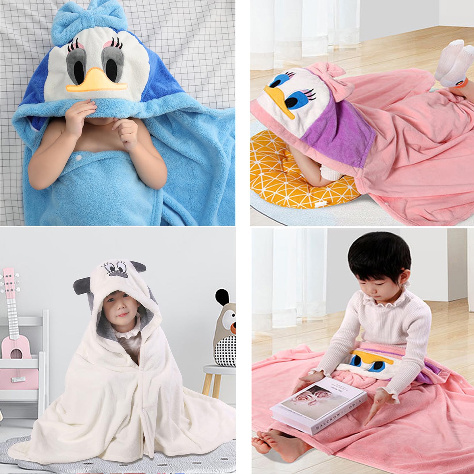 ROMASA Baby-Badehandtuch mit Kapuze, ultraweich und saugfähig, Kleinkinder-Bademantel, Neugeborenen-Decke, Duschgeschenke (rosa Koala)