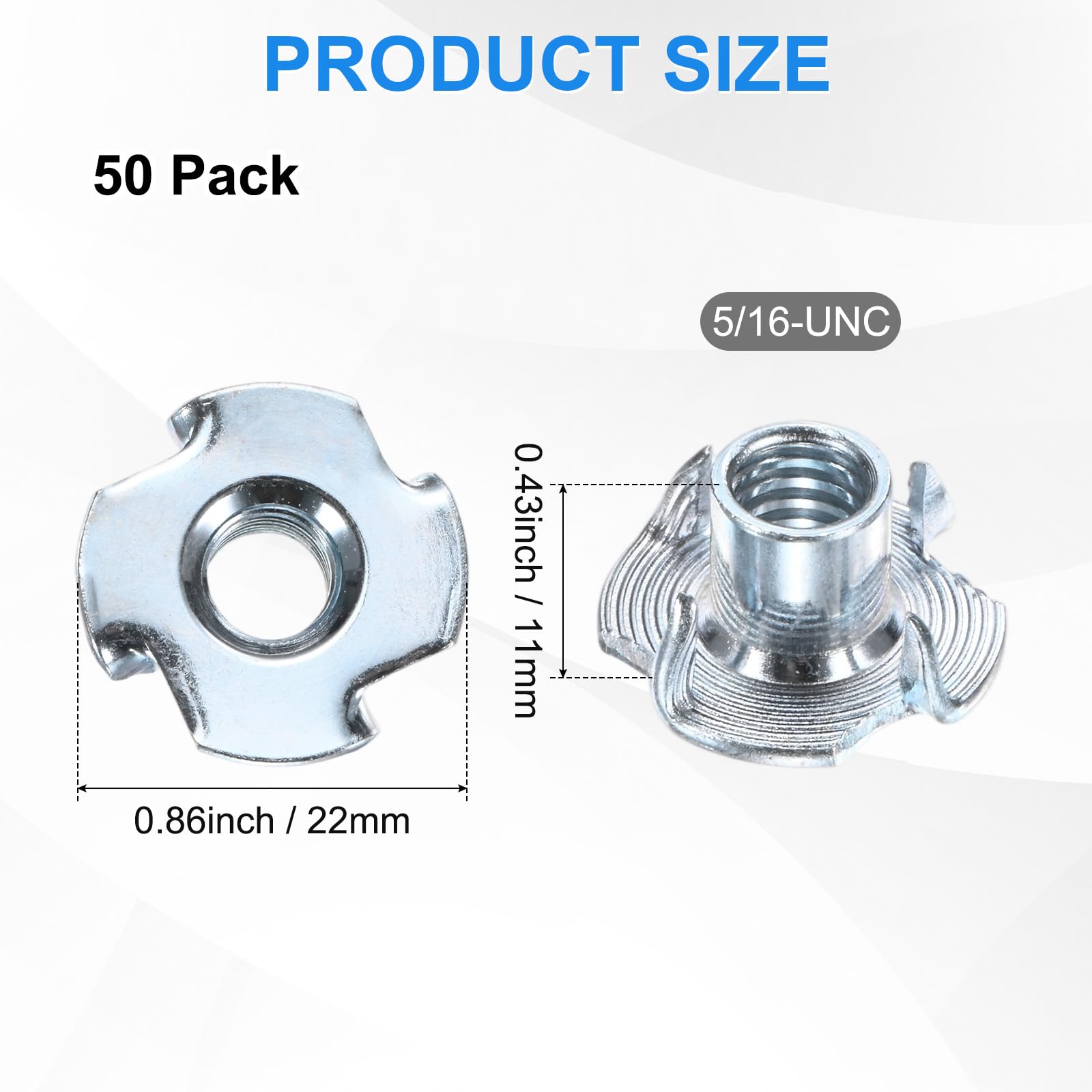 M METERXITY 50-Pack 5/16-UNC T-nut - Image 3