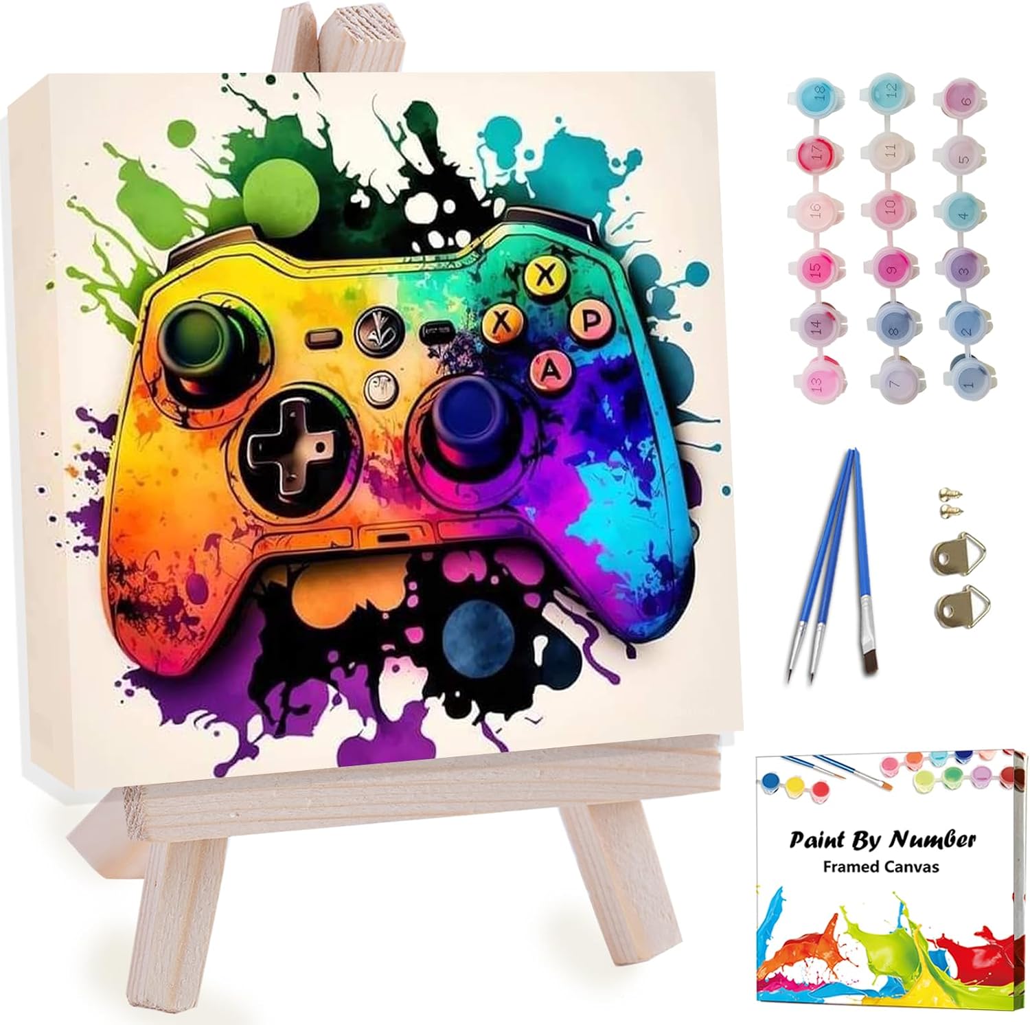 Artunion Framed Paint by Numbers Kit for Adults Beginners & Kids Ages 8-12,American Footbal Paint by Number with Frame,Helmet Paint by Numbers Kit on Canvas 10 * 10 Inch Without Easel