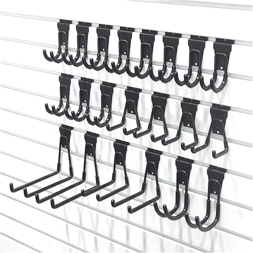 ATOOLA Accesorios de pared de garaje, ganchos de pared de listones de varios tamaños, accesorio de pared de listones de alta resistencia