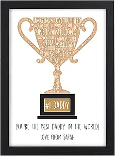 PERSONALISED Best Daddy In The World Trophy Award Gifts for Dad, Daddy, Grandad, Him - Custom Birthday, Fathers Day, Christmas Gifts for Dad, Daddy, Grandad - Keepsake Presents from Son, Daughter