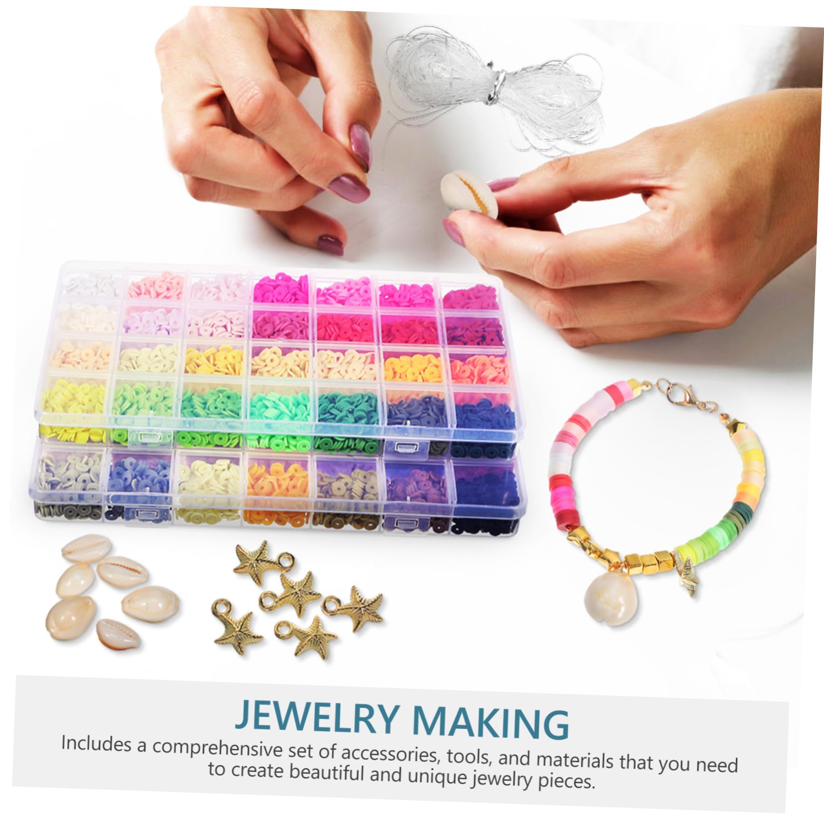Kit de Perles à Bijoux DIY 1 Set pour Débutants, Bracelet et Collier