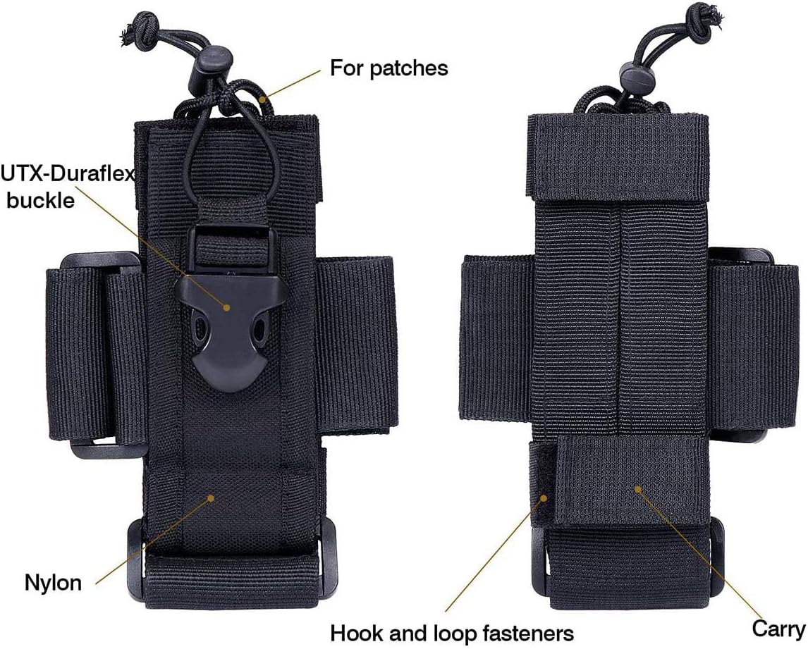 LUITON Tactical Molle Radio Pouch - Heavy Duty Holster Bag for Two-Way Walkie Talkies - Compatible with Bags/Packs/Duffels (Black) - Image 6