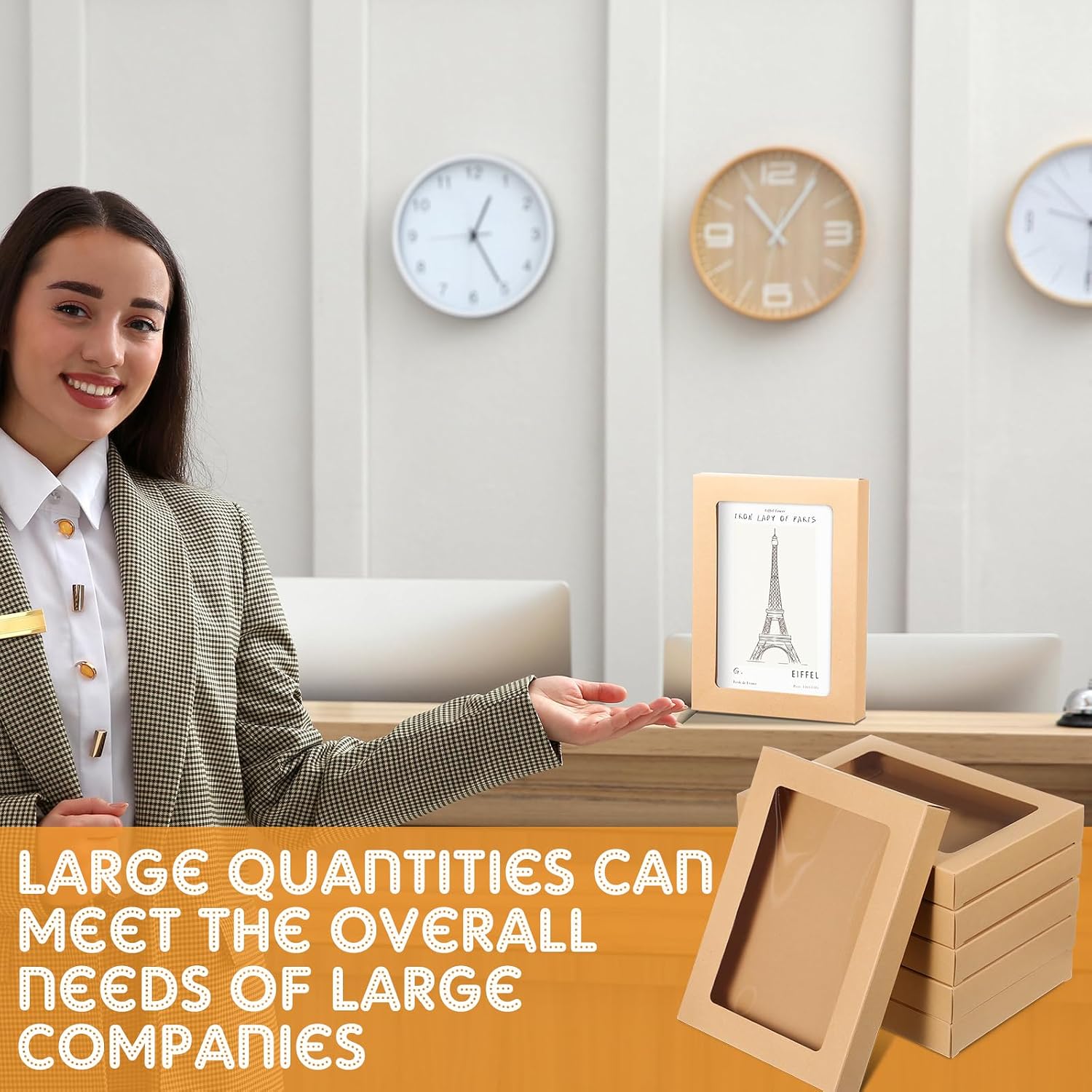 50 Pcs Greeting Card Storage Box Bulk Graduation Cardboard Cards Box with Transparent Window Kraft Paper Frame Photo Storage Envelope for Party (5.39 x 7.4 x 1 Inch)