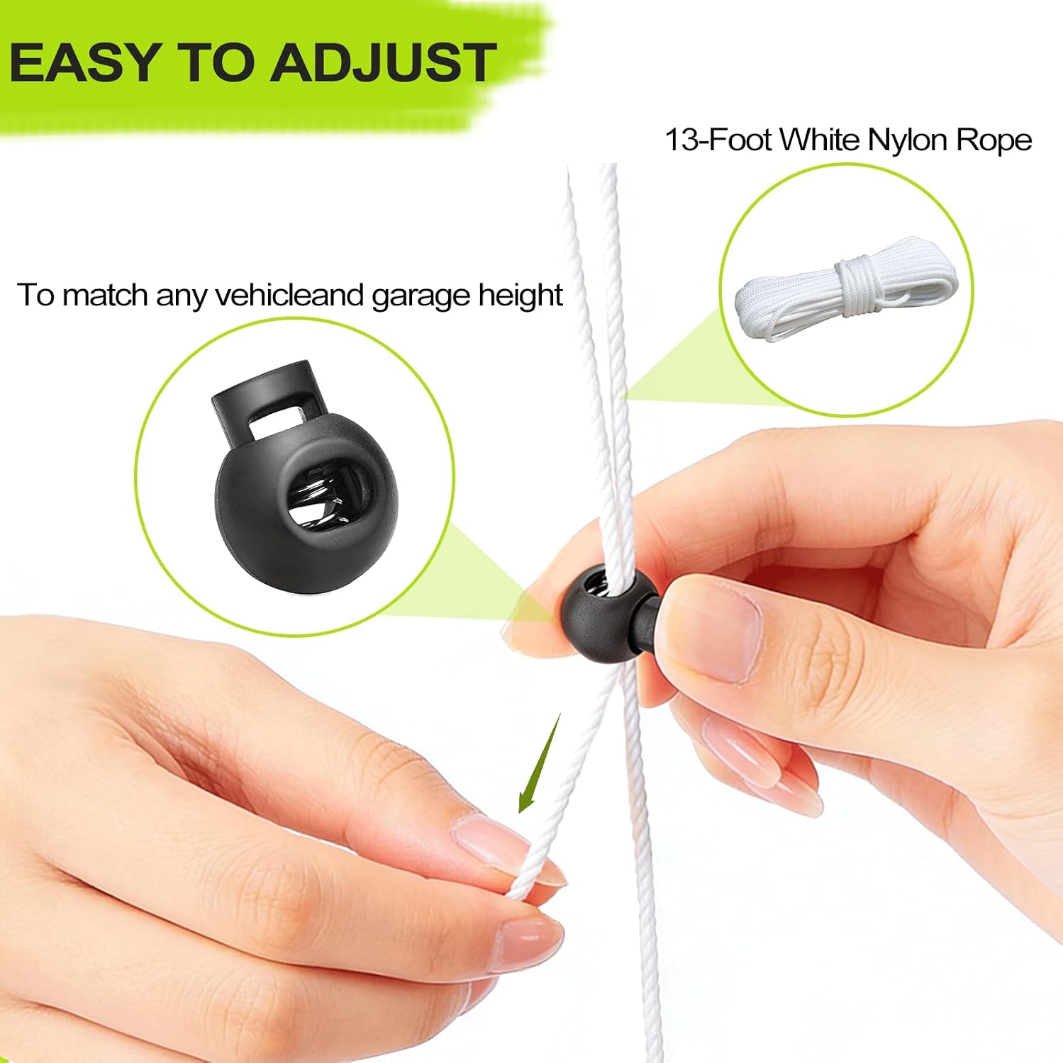 Garage Parking Aid with Magnetic & Screw Hooks, 2 Pack Tennis Ball Parking Assist System, Adjustable Garage Stopper for Parking Car, Easy Install Ceiling Parking Guide