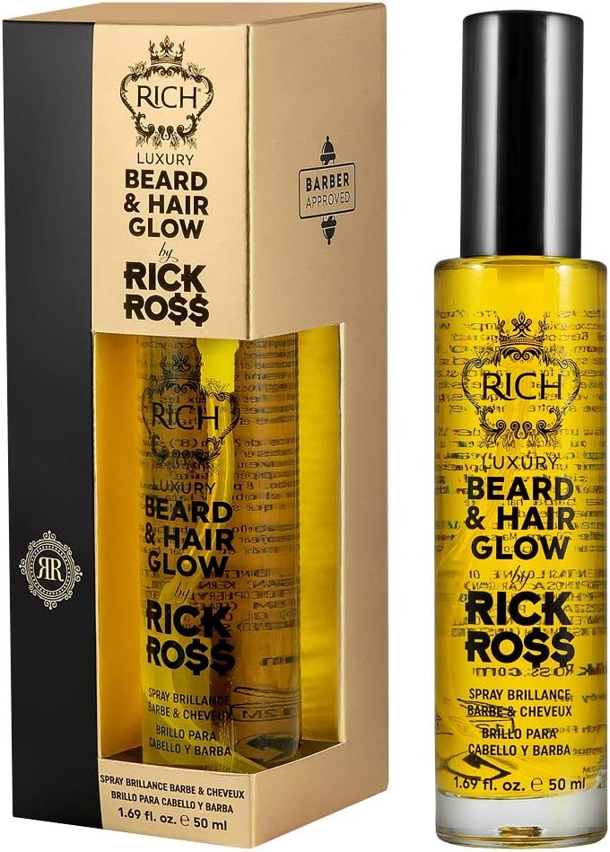 RICH Luxury Beard Oil for Men - Deep Conditioning and Softening for Your Beard & Mustache with Argan, Jojoba & Macadamia Oil - 1 Fl Oz (Beard Oil) (Beard & Hair Glow)