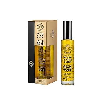 RICH Luxury Beard Oil for Men - Deep Conditioning and Softening for Your Beard & Mustache with Argan, Jojoba & Macadamia Oil - 1 Fl Oz Beard Oil Beard & Hair Glow