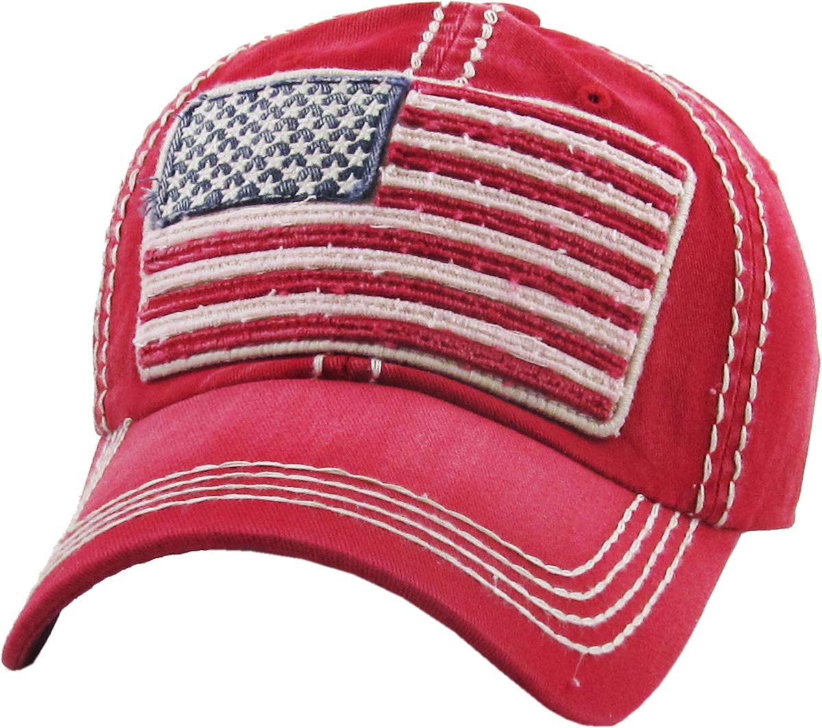 KBETHOSA Flag USA America Military Thin Blue Line Thin Red Line Vintage Distressed Baseball Cap Dad Hat Unisex Adjustable