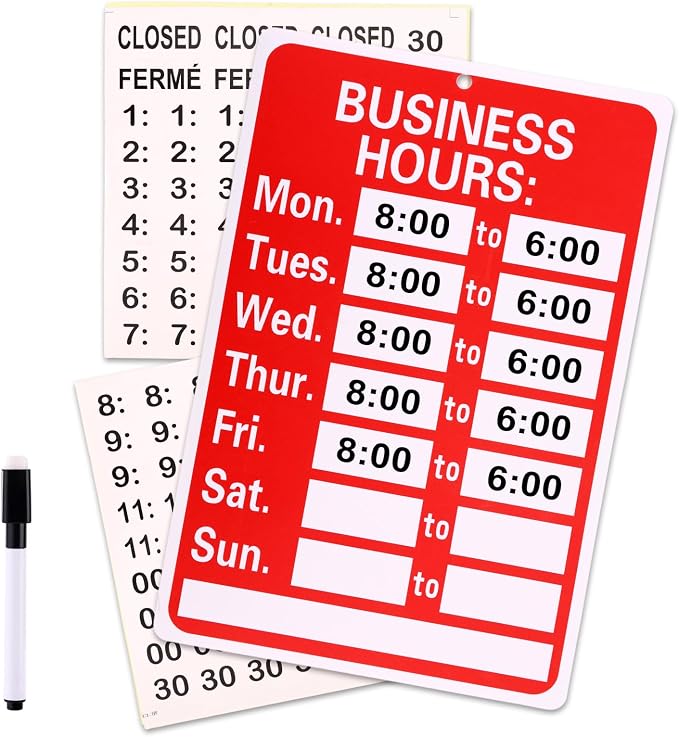 Window Sign Changeable Amazon.com : Business Hours Sign, Changeable Operation Times Sign Kit ...