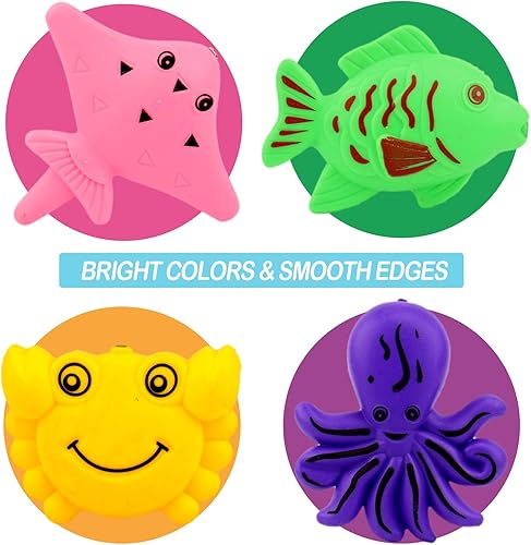 Miniatura 4 de Juguete de agua magnético de pesca con 2 postes de pesca 1 tortuga enrollada y 30 peces flotantes para niños piscina mesa de agua diversión de baño