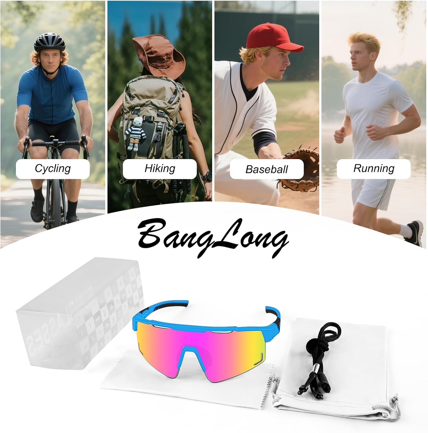 BangLong Baseball Glasses Sports Sunglasses, UV400 Protection, Men Women Youth Cycling Running Fishing Sunglasses - Image 6