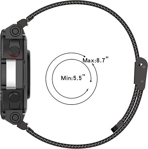 Vista 6 de TenCloud Correas compatibles con Amazfit T-Rex 2 Correa de reloj de liberación rápida, impermeable, correa de repuesto de acero inoxidable ajustable