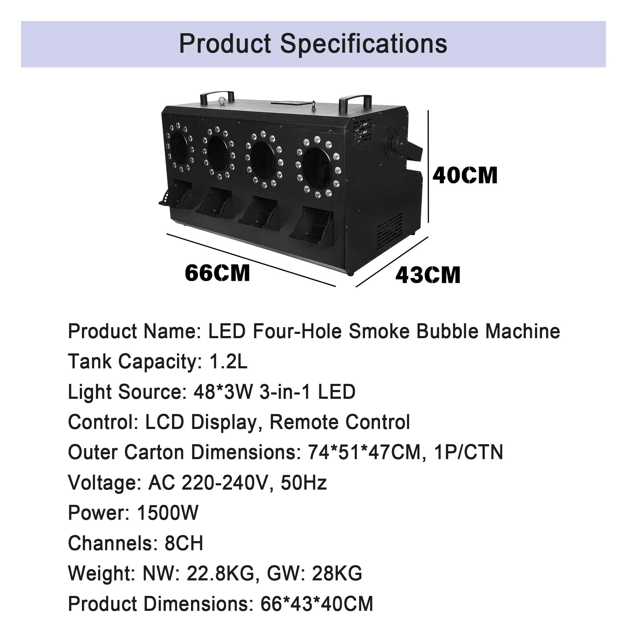 SenhE Maquina de Humo para Fiestas de 1500W, Máquina de Burbujas de Humo Profesional con Luces para Boda Escenario Halloween Fiesta Navidad DJ Discoteca Bar