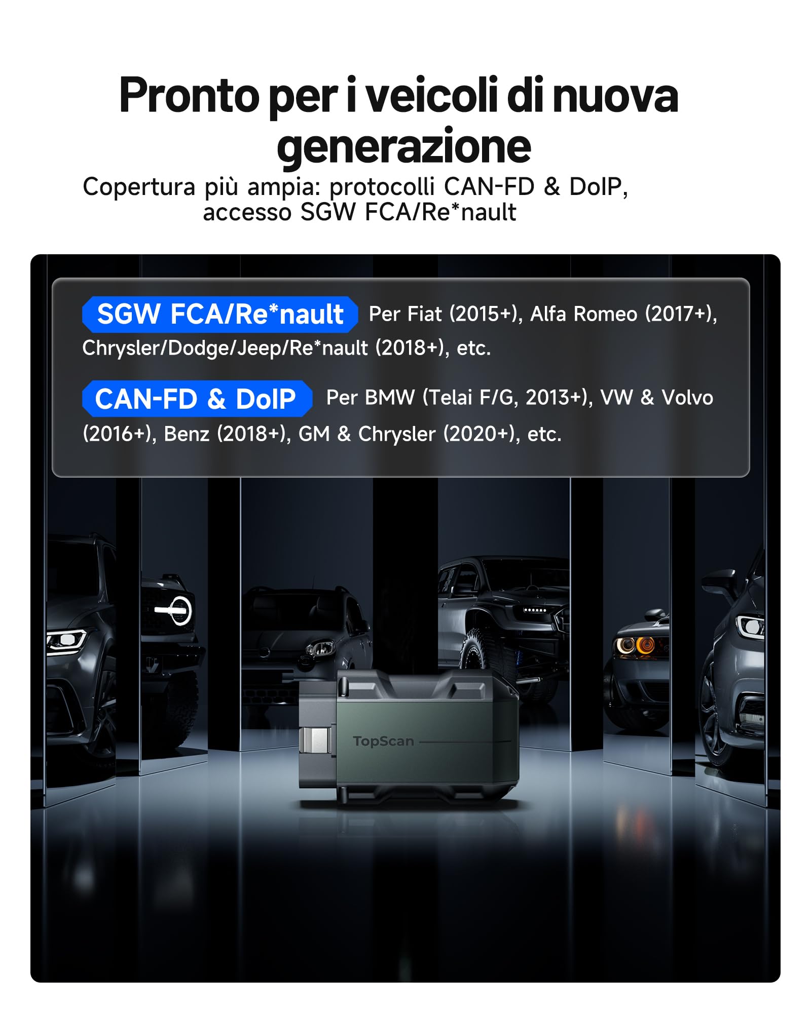 TOPDON TopScan Master OBD2 Diagnosi Auto Bluetooth, Scanner Auto bidirezionale/Test Attivo per iOS & Android, 120+ marche, 30+ funzioni di reset, CAN FD&DoIP, FCA/Nissan/Renault SGW, Supporto AI