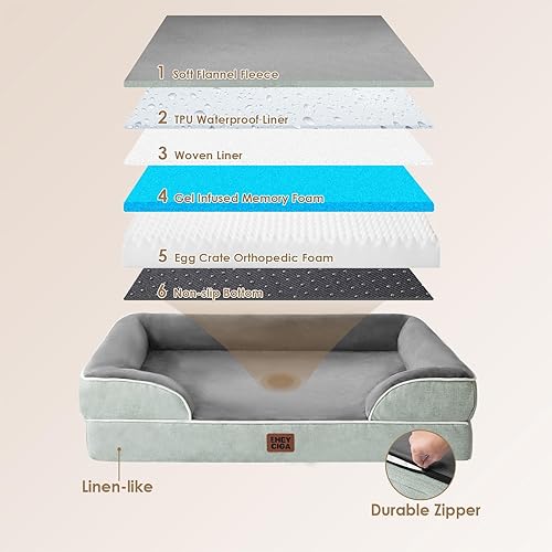 Miniatura 117 de EHEYCIGA – Cama ortopédica mediana impermeable para perros medianos, de espuma viscoelástica tipo caja de huevos, con bordes elevados y base
