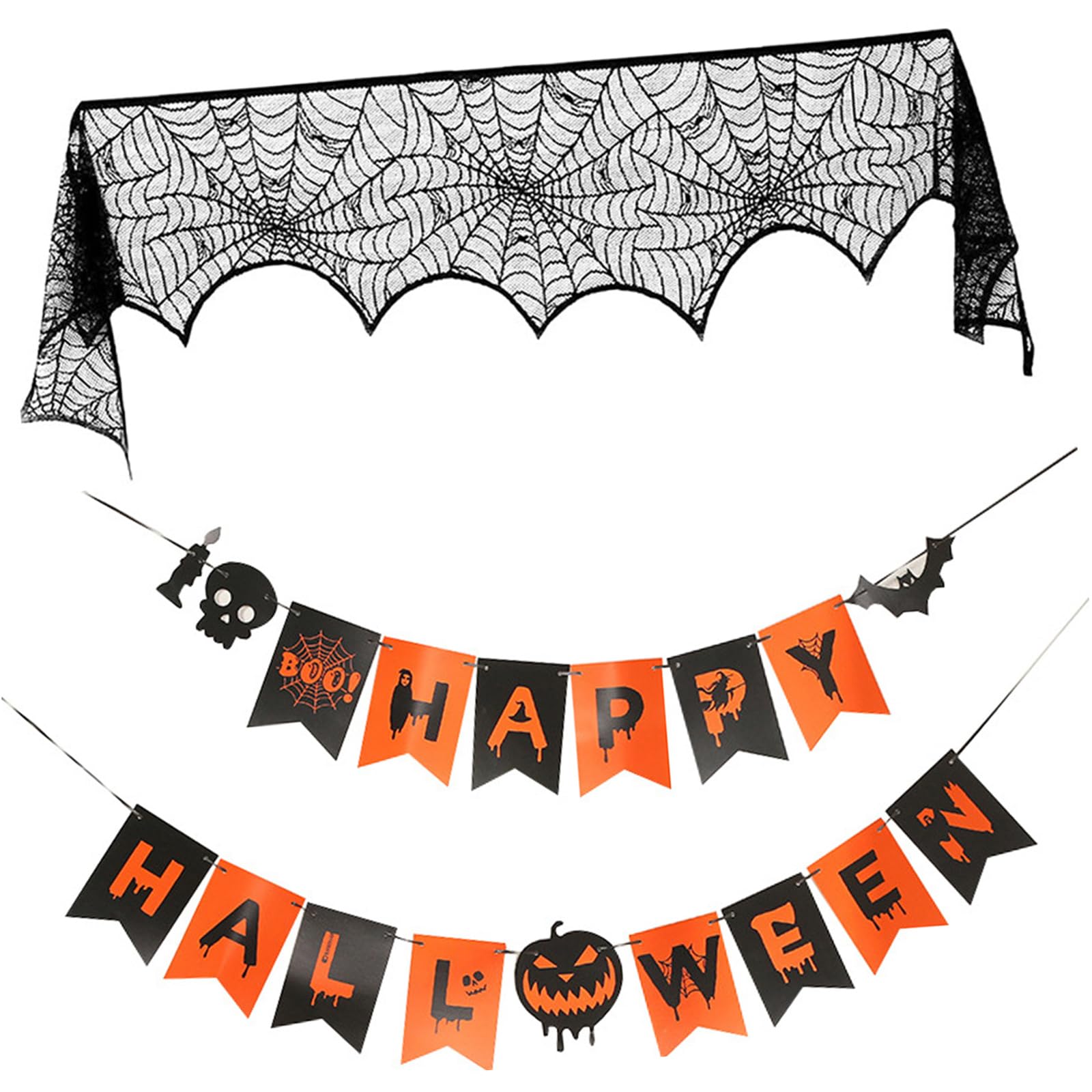 Tsophreniq Lace Spiderweb Table Runner Mantel Scarf Cover for Home and Party Decoration Mantel Cover Lace