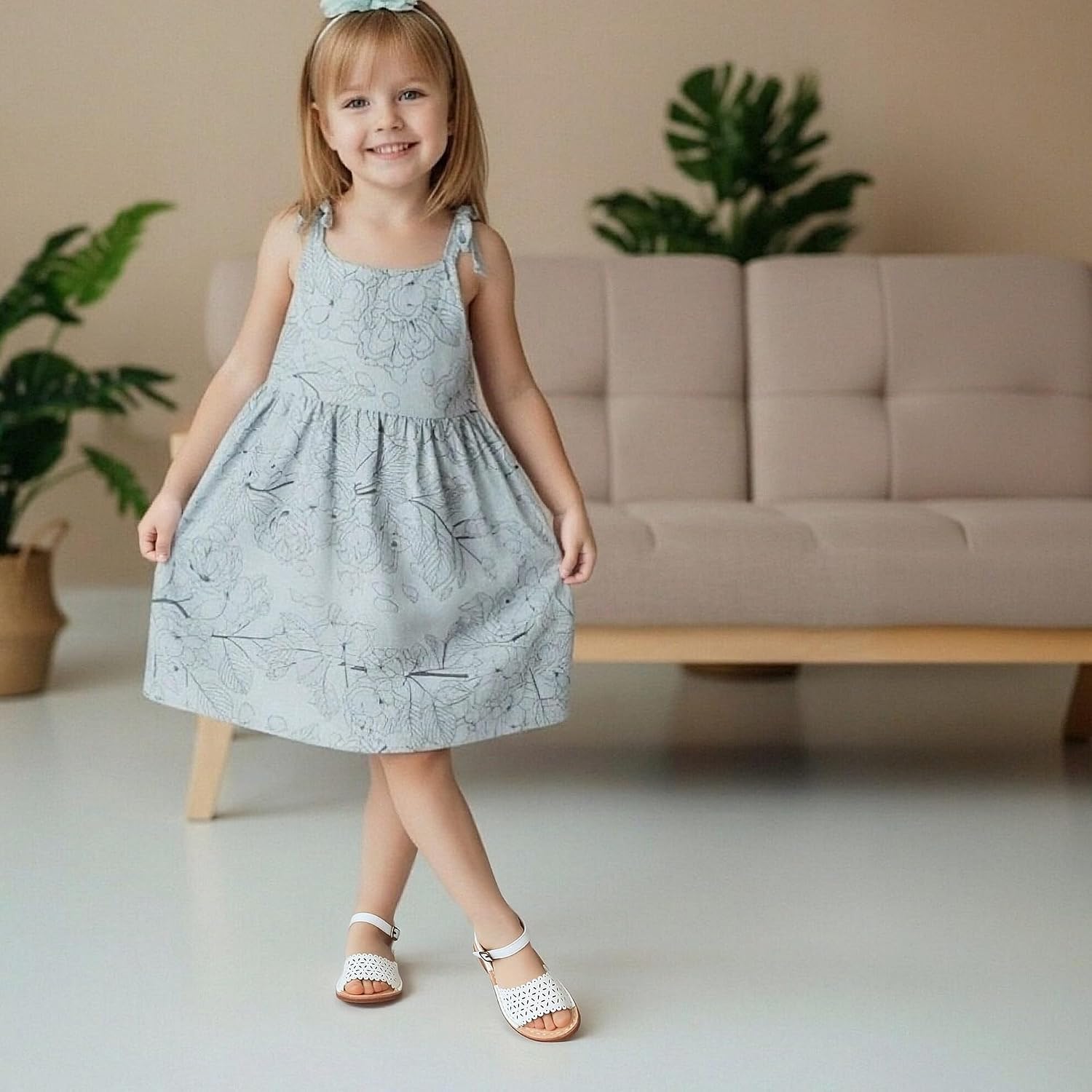 THEE BRON Toddler Girls Vintage Open Toe Sandals Cushioned Comfy Summer Dress Shoes image 4