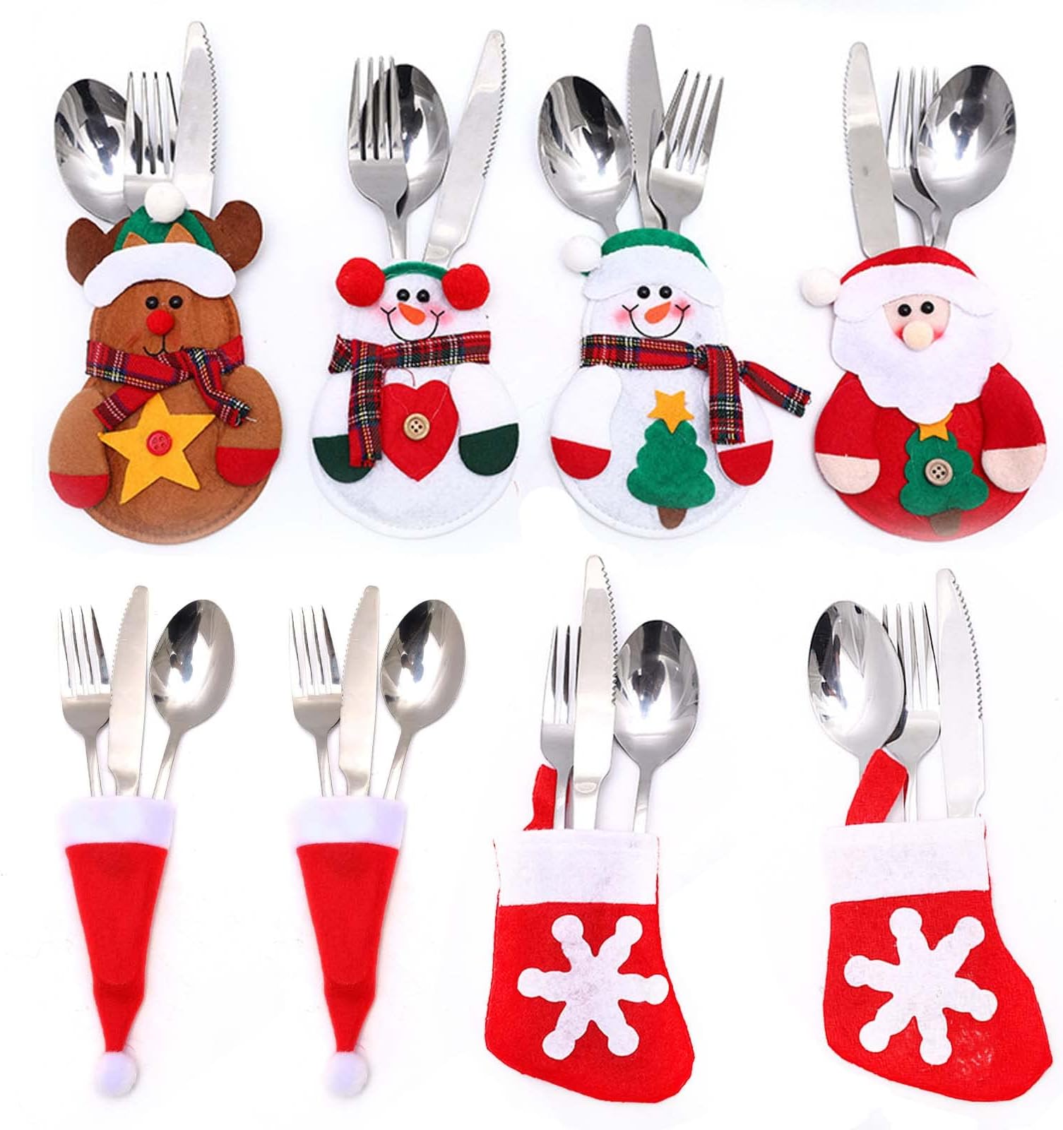 Minicoco 12 Pcs Christmas Cutlery Holders, Felt Christmas Silverware