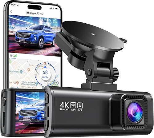 REDTIGER Dashcams - Cámara frontal 4K UHD 2160P con Wi-Fi GPS, pantalla LCD de 3.16 pulgadas, cámara de tablero para automóviles con visión