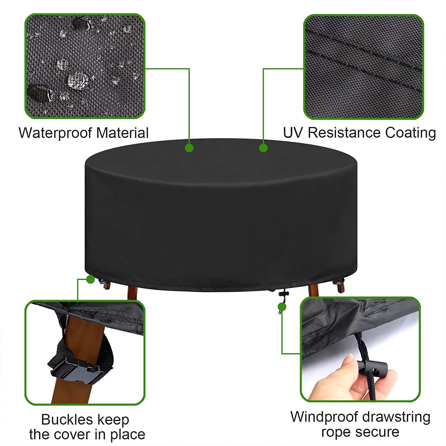 Copritavolo Rotondo Per Esterno - Diametro 230cm, Impermeabile E Antivento - Per Tavoli Da Giardino - Foto 12
