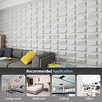 Vista 2 de Art3d Panel de pared decorativo 3D, 32 pies cuadrados de PVC, decoración de pared interior para sala de estar, dormitorio, vestíbulo, oficina, Blanco