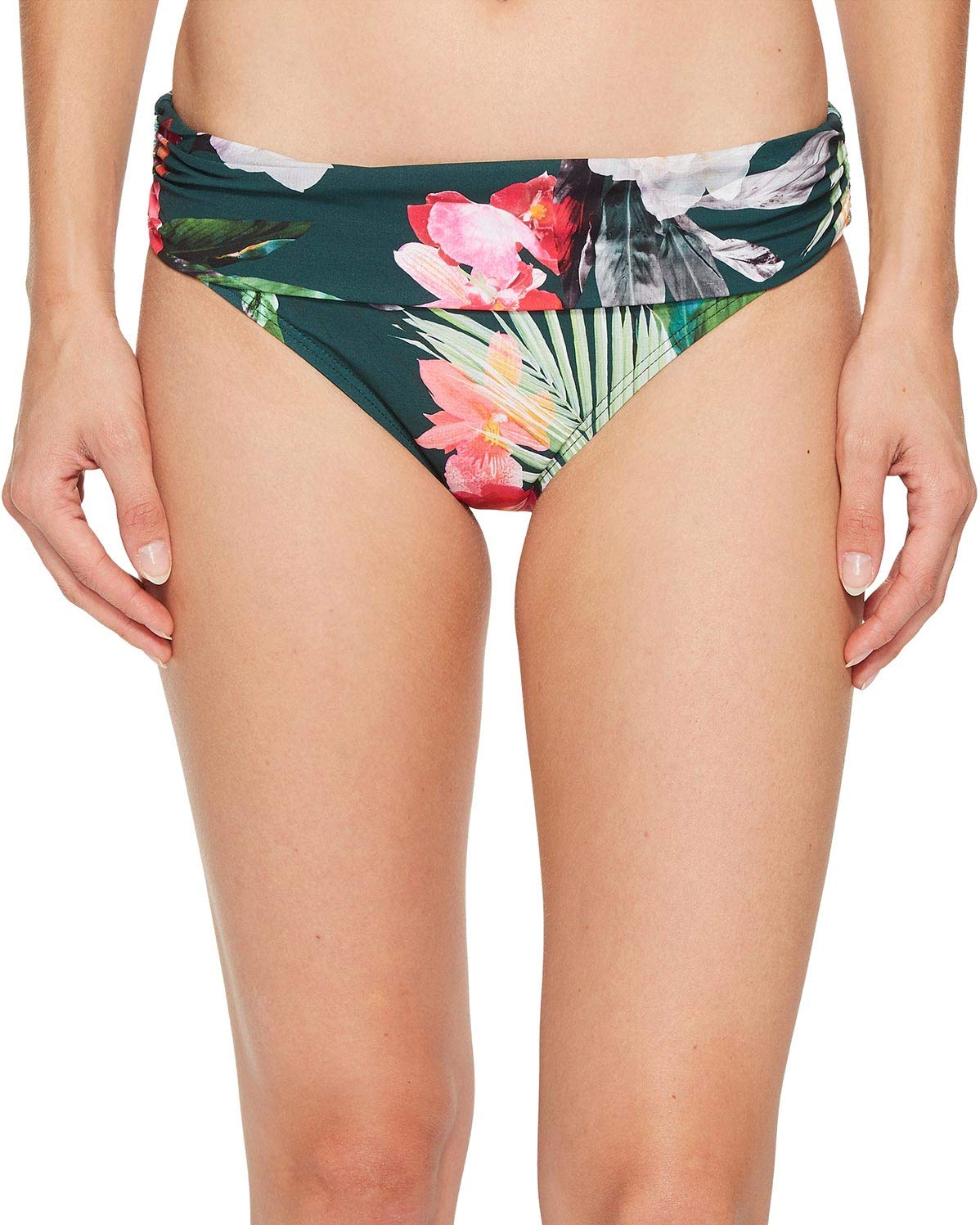Women's Beyond The Jungle Shirred Band Hipster Bikini Bottom, Hunter, 14-image-30