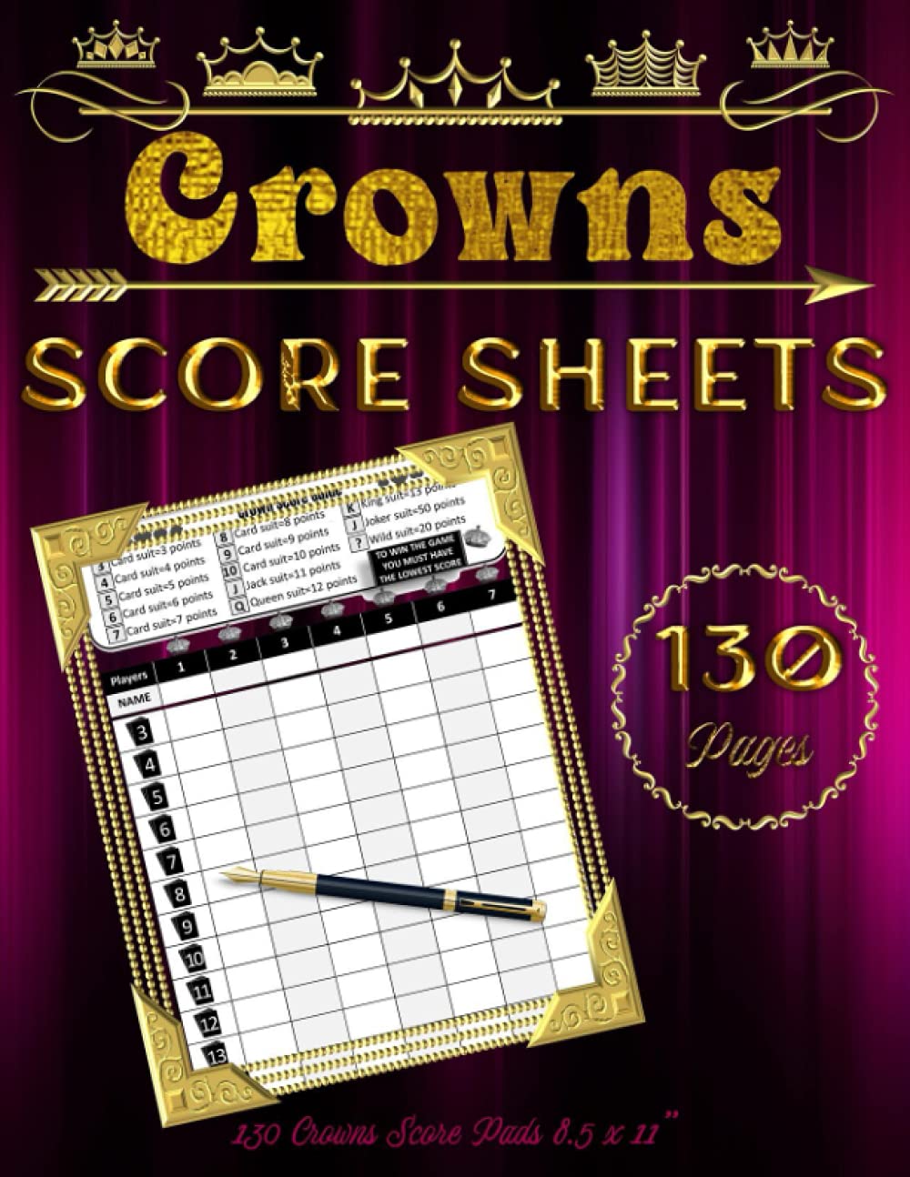 Crowns Score Sheets: 130 Large Score Pads for Scorekeeping | Large Format Crowns Score Pads 8.5 x 11 inches (Score Keeper)