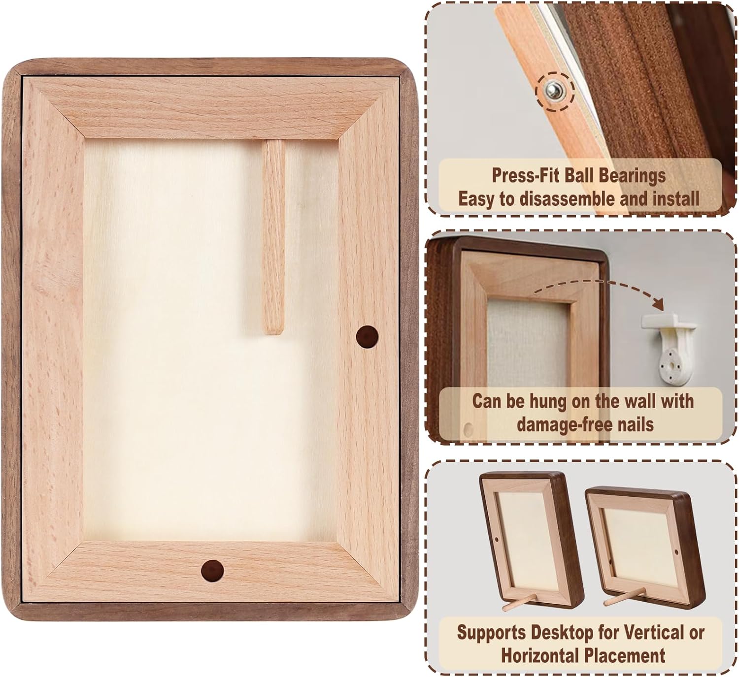 HELPLEX 5x7 Premium Picture Frame Set of 2 - Solid Walnut Wood with HD Tempered Glass, Convertible 4x6 Matted or 5x7 Frameless Display, Wall or Tabletop Frames - Home Gallery, Memories Made Easy
