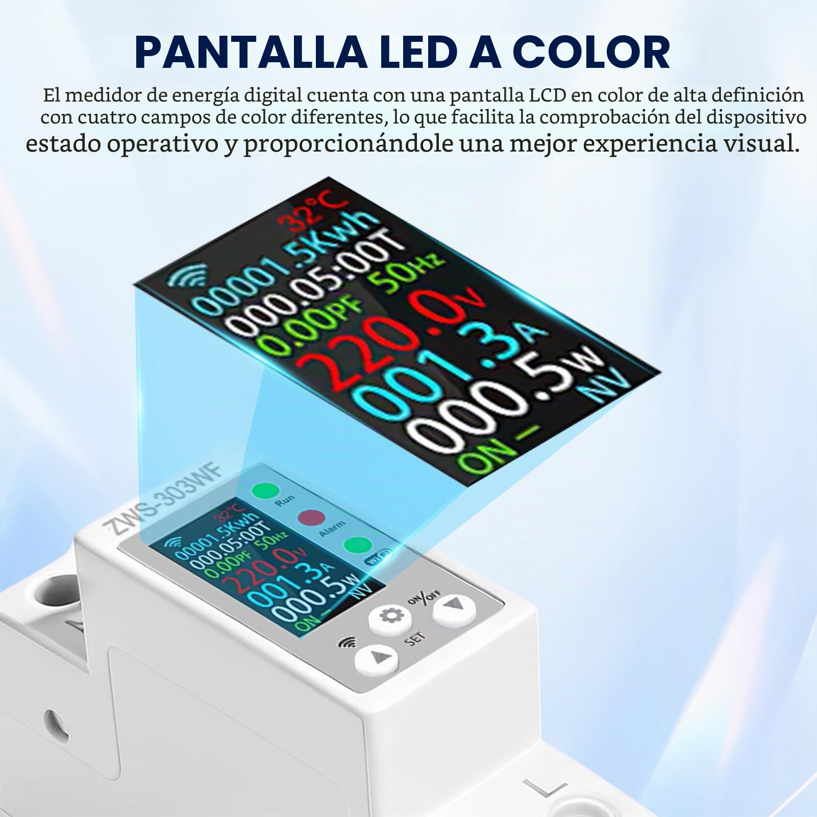 Medidor de consumo electrico wifi 63A contador electrico inteligente AC 80-300V contador de energía monofasico Protección contra fugas con sobrecarga y retraso de sobrecorriente ZWS-303WF