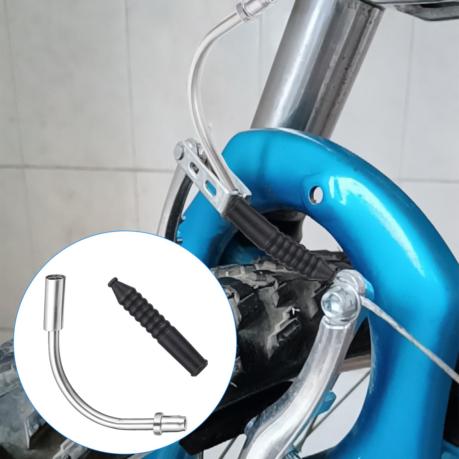 Giantree Tubo guida per cavi per freno a V, 4 pezzi, tubo guida cavi per freno e tappi terminali, accessori per tubo del freno per bicicletta con stivali in gomma, per mountain bike e bici da strada